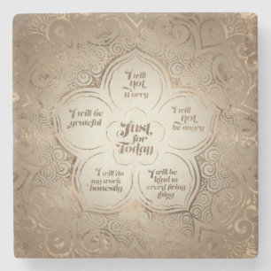 Reiki Principles - Reiki Precepts Golden Sheer Stone Coaster