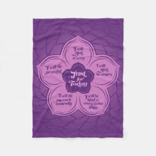 Reiki Principles - Reiki Precepts in Lotus Fleece Blanket