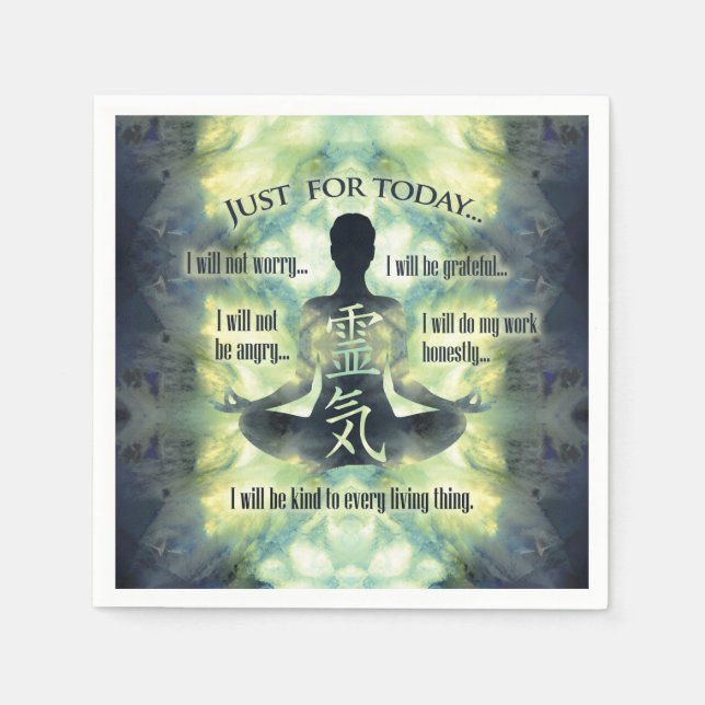 Reiki Principles - Reiki Precepts Napkin (Front)