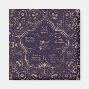 Reiki Principles - Reiki Precepts Purple and Gold Magnet