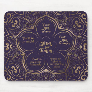 Reiki Principles - Reiki Precepts Purple and Gold Mouse Mat