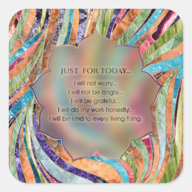 Reiki Principles - Reiki Precepts Square Sticker (Front)