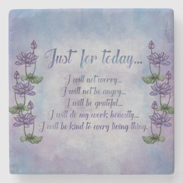 Reiki Principles -Reiki Precepts Stone Coaster (Front)