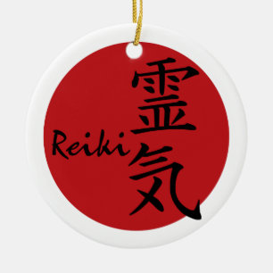 Reiki - red ceramic tree decoration