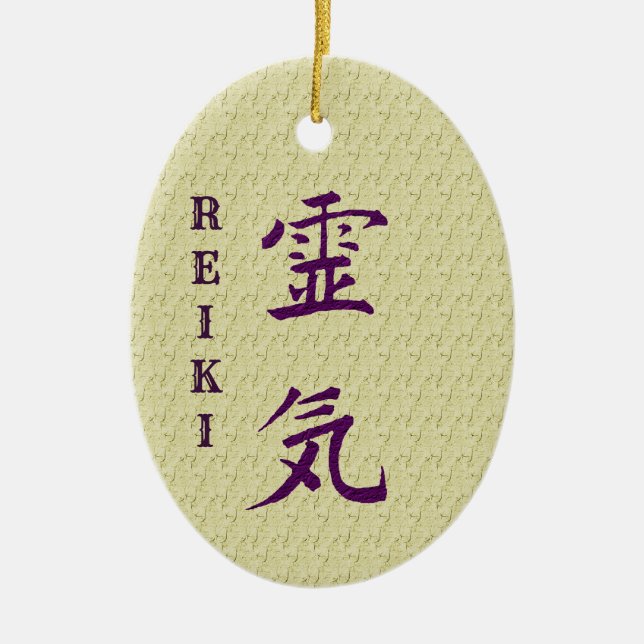 Reiki Symbol And Principles Inspirational  Ceramic Tree Decoration (Front)