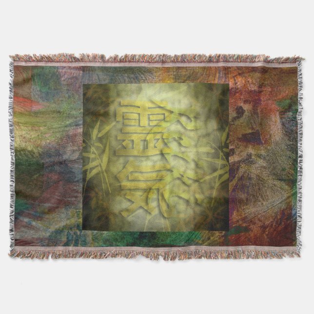 REIKI Symbol bamboo + your background Throw Blanket (Front)