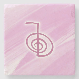 Reiki Symbol Cho Ku Rei pink Marble Stone Coaster