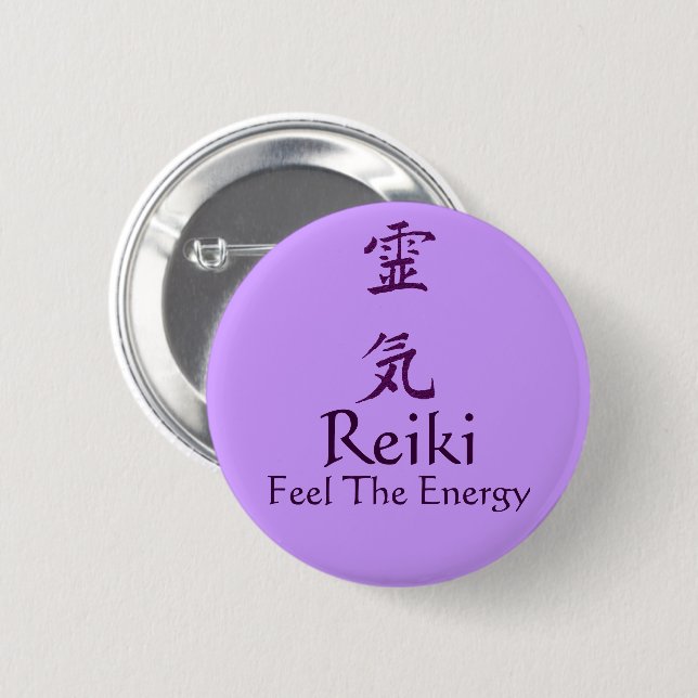 Reiki Symbol Feel The Energy  6 Cm Round Badge (Front & Back)