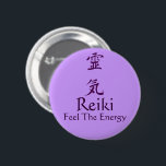 Reiki Symbol Feel The Energy 6 Cm Round Badge<br><div class="desc">Reiki symbol Feel The Energy button or pin. You can change any text you like, as well as change background colour and font colour, size, and style. Please visit my gallery to see more Reiki items.</div>