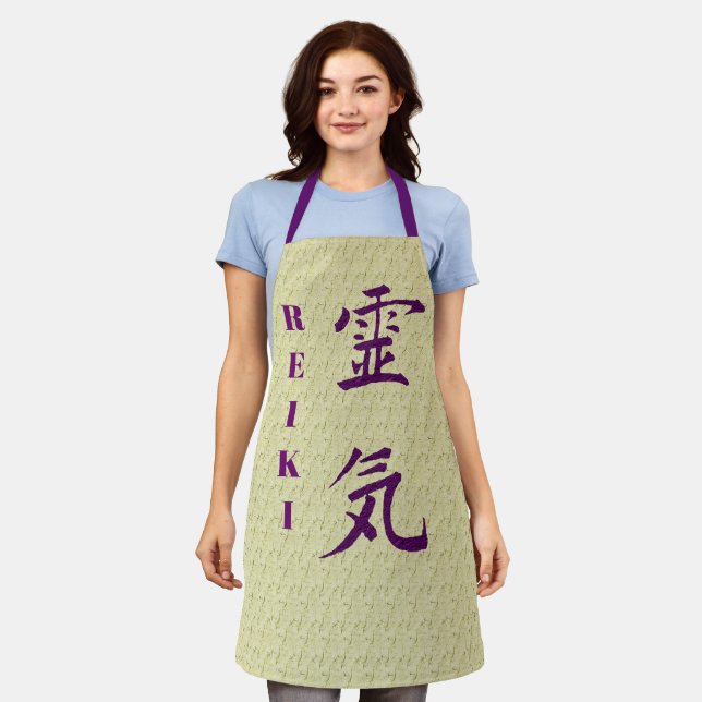 Reiki Symbol In Purple   Apron (Worn)