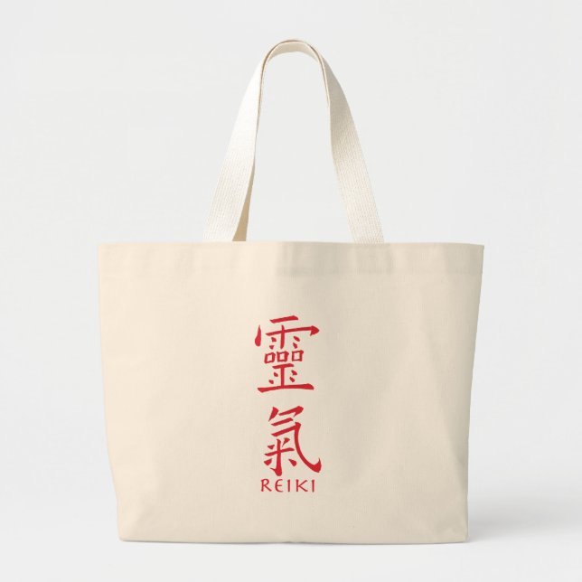 Reiki Symbol in Red Ink Large Tote Bag (Front)