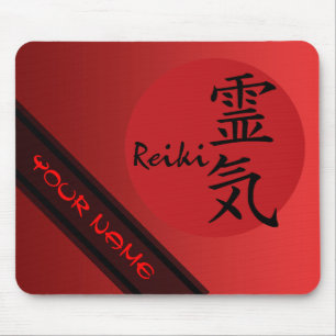 REIKI Symbol red black + your name & image Mouse Mat