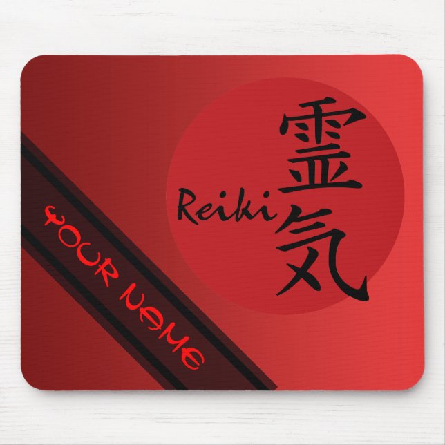 REIKI Symbol red black + your name & image Mouse Mat (Front)