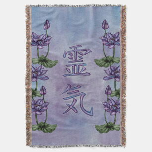 Reiki Symbols with Lotus Throw Blanket