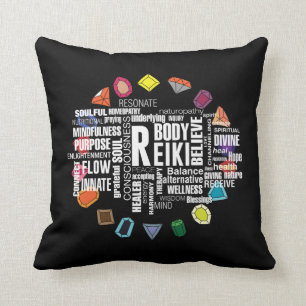 Reiki Terms Wordcloud Crystal Energy Stones Cushion