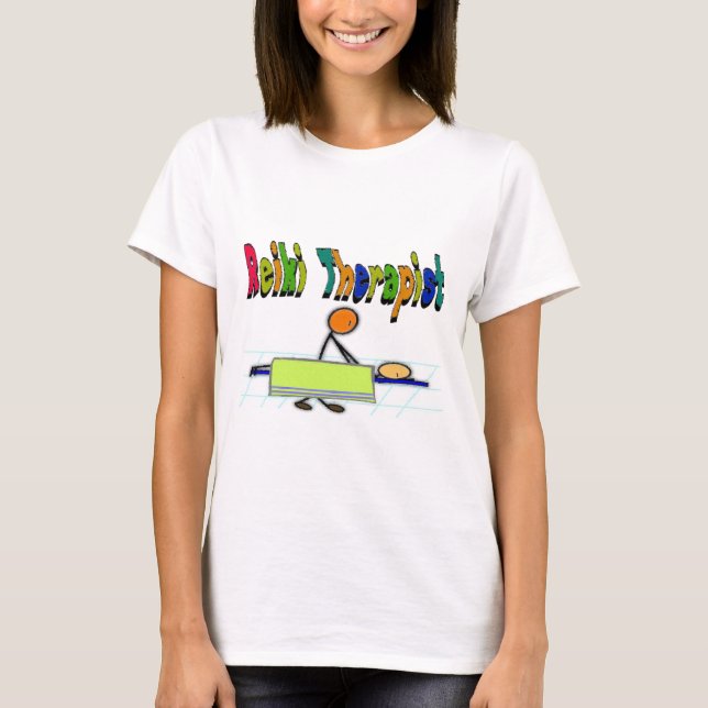 Reiki Therapist--Stick People Design--Watercolor T-Shirt (Front)