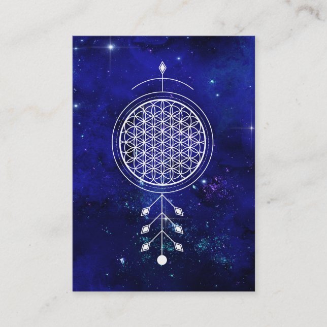 *~* Reiki Universe  Flower of Life  Yoga Astrology Business Card (Front)