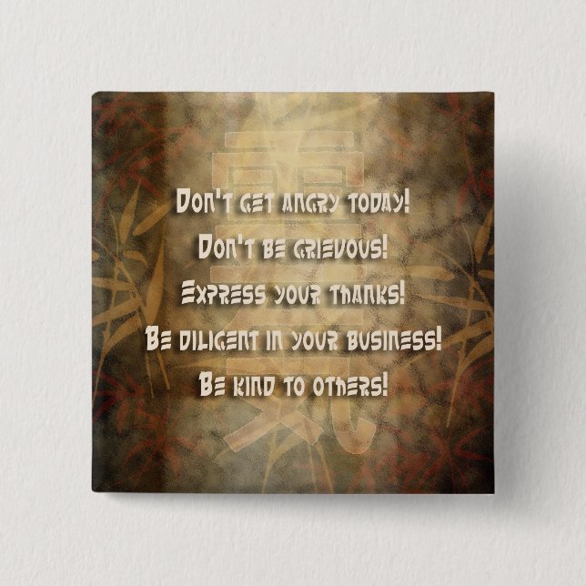 REIKI Usui Principles 15 Cm Square Badge (Front)