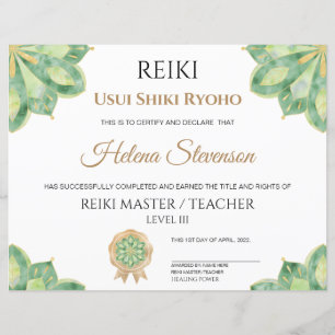 Reiki Yoga Certificate of Completion