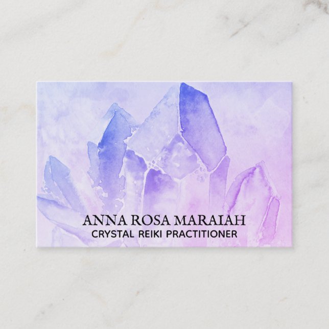 *~* Reiki Yoga Crystal Cluster Healer Amethyst Business Card (Front)