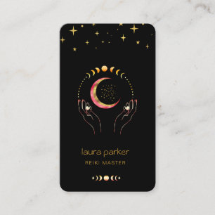 Reiki Yoga Healing Hands Crescent Moon Phases Myst Business Card