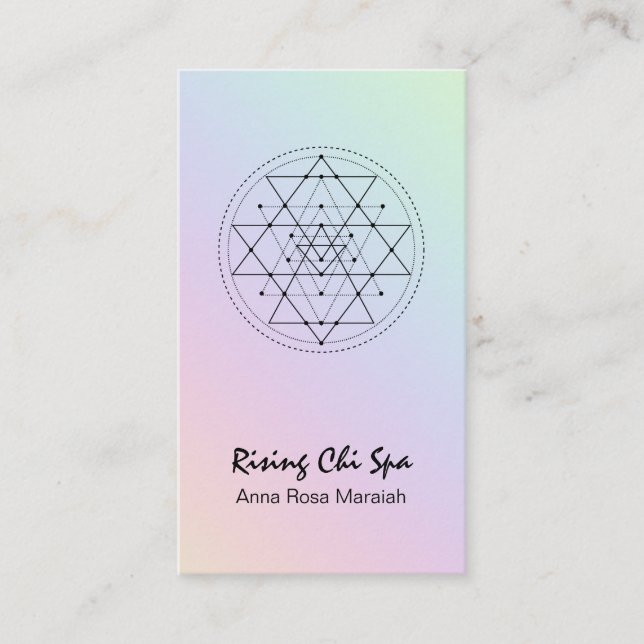 *~* Reiki Yoga Rainbow Sacred Geometry Pastel Business Card (Front)