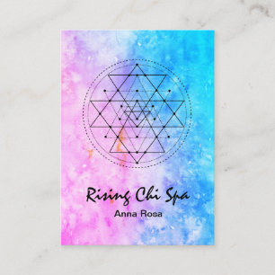 *~* Reiki Yoga Watercolor Sacred Geometry Business Card