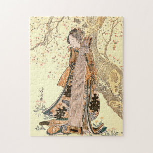 Reimage Hokusai’s Japanese woman cherry Tree  Jigsaw Puzzle