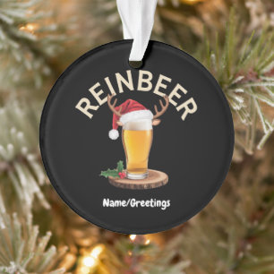 Reinbeer Christmas Sweater Funny Holiday Beer Gift Ornament