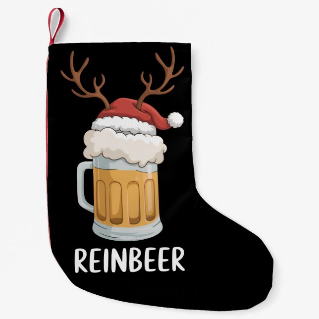 Reinbeer Funny Couples Christmas Matching Holiday  Small Christmas Stocking (Front)