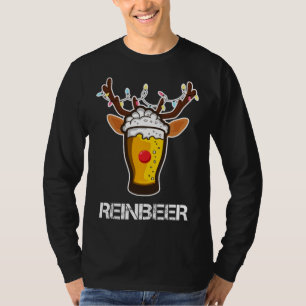 Reinbeer Santa Claus Reindeer Beer Funny Christmas T-Shirt