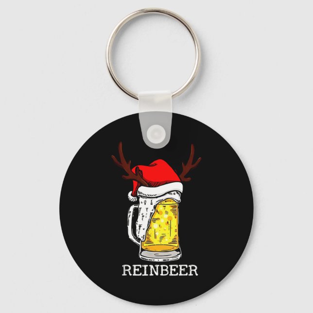 Reinbeer Winedeer Santa Hat Reindeer Couple Xmas M Key Ring (Front)