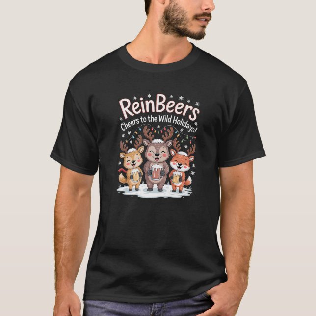 ReinBeers Funny Christmas Beer Reindeer Animal Pre T-Shirt (Front)