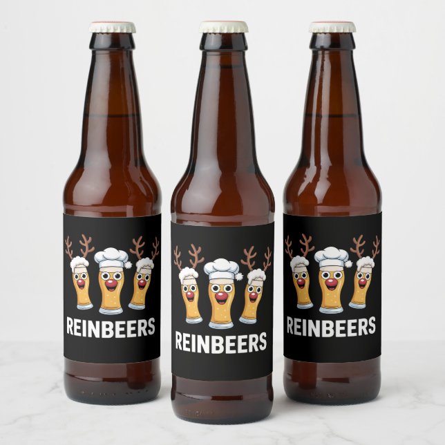 Reinbeers Funny Reindeer Beer Christmas Drinking  Beer Bottle Label (Bottles)