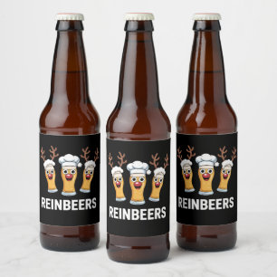 Reinbeers Funny Reindeer Beer Christmas Drinking  Bottle Label