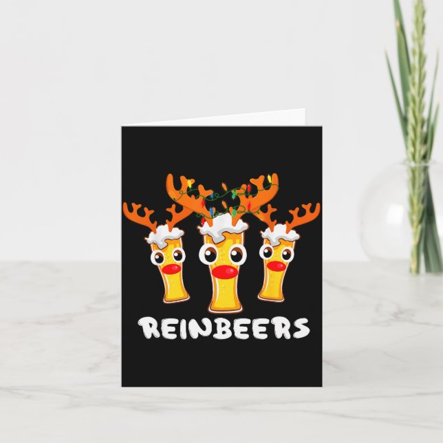 Reinbeers Funny Reindeer Beer Christmas Drinking X Card (Front)