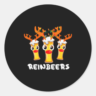 Reinbeers Funny Reindeer Beer Christmas Drinking X Classic Round Sticker