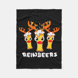 Reinbeers Funny Reindeer Beer Christmas Drinking X Fleece Blanket