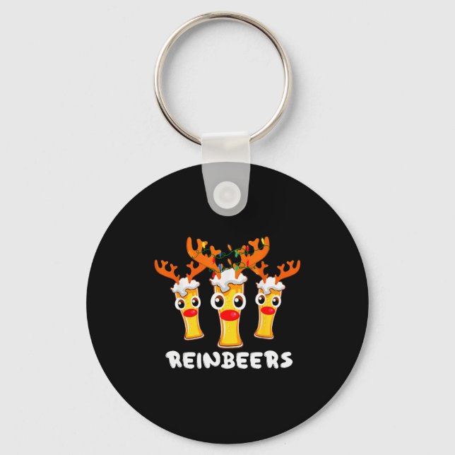 Reinbeers Funny Reindeer Beer Christmas Drinking X Key Ring (Front)