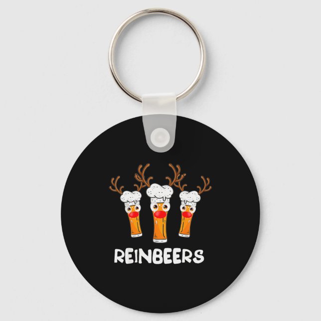 Reinbeers Funny Reindeer Beer Christmas Drinking X Key Ring (Front)