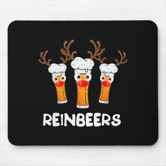 Reinbeers Funny Reindeer Beer Christmas Drinking X Mouse Mat (Front)