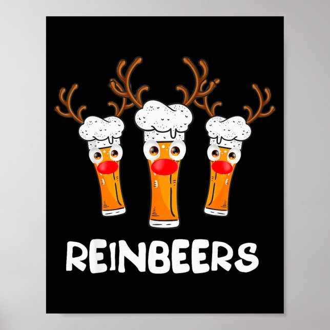Reinbeers Funny Reindeer Beer Christmas Drinking X Poster (Front)