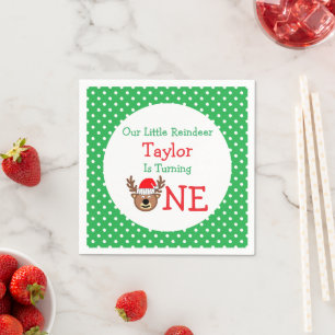 Reindeer 1st Birthday Napkin