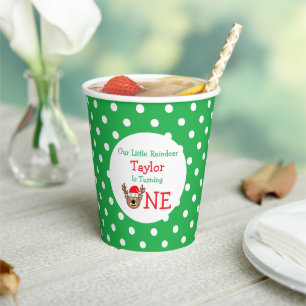 Reindeer 1st Birthday Paper Cups