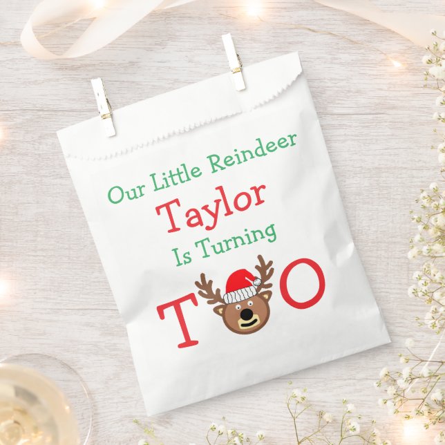 Reindeer 2nd Birthday Favour Bags (Clipped)