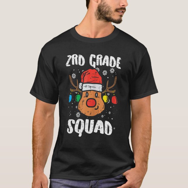 Reindeer 2nd Grade Teacher Squad Christmas Day Of  T-Shirt (Front)