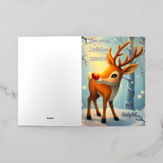 Reindeer ai foil holiday card