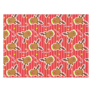 Reindeer and Candy Canes Christmas Tablecloth