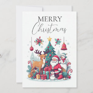 Reindeer And Claus Cheer Holiday Card