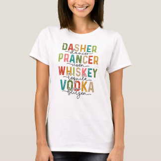 Reindeer and Drinks Christmas Funny T-Shirt